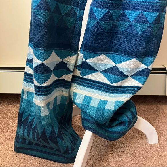 Stella Jean Blue Geometric Patterned High Rise Wide Leg Wool Knit Pants size 38 - Picture 4 of 10